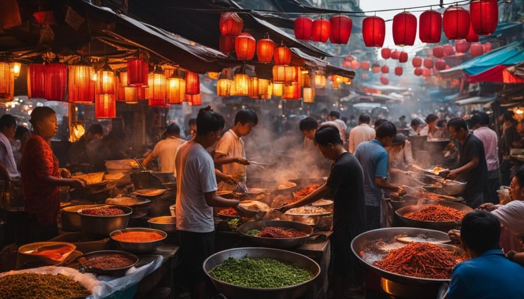 Spicy street food in South East Asia